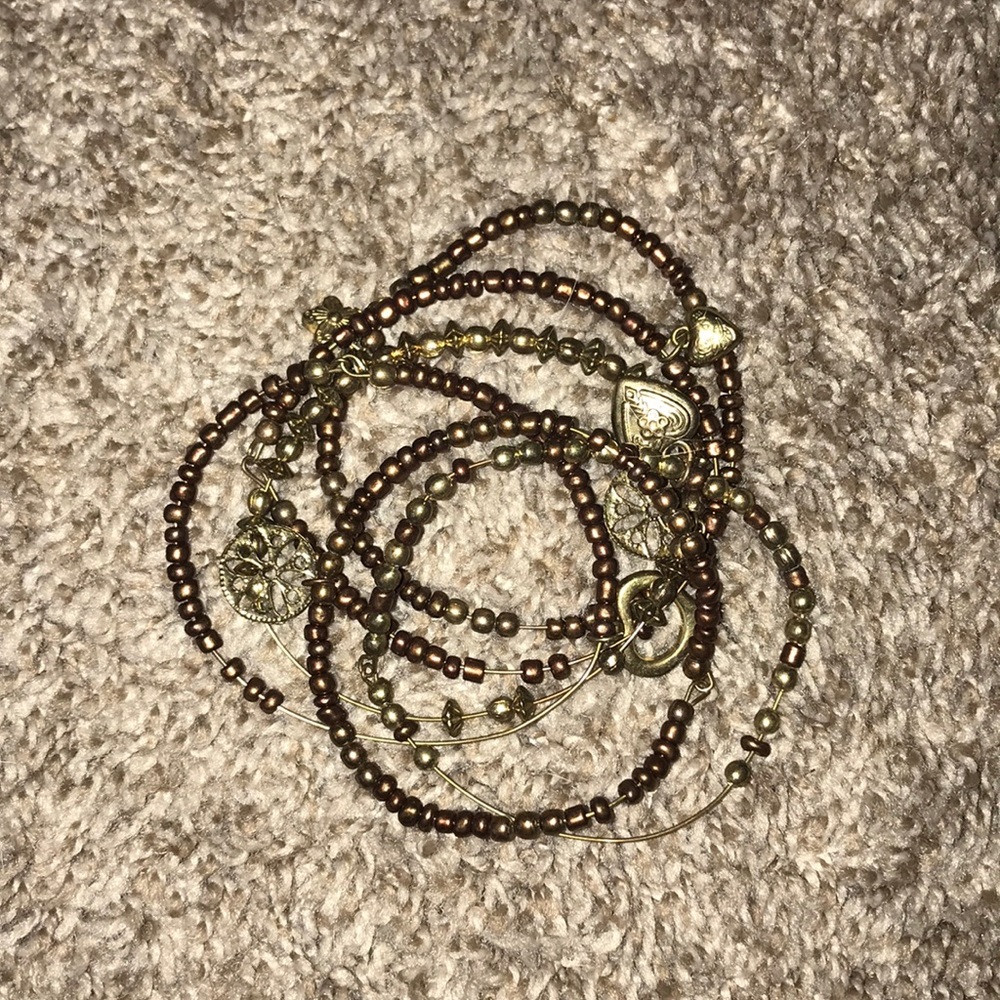 6 gold tinted bracelets set